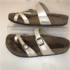 Birkenstock Mayari Birko-Flor Pearl White Sandals Size 38